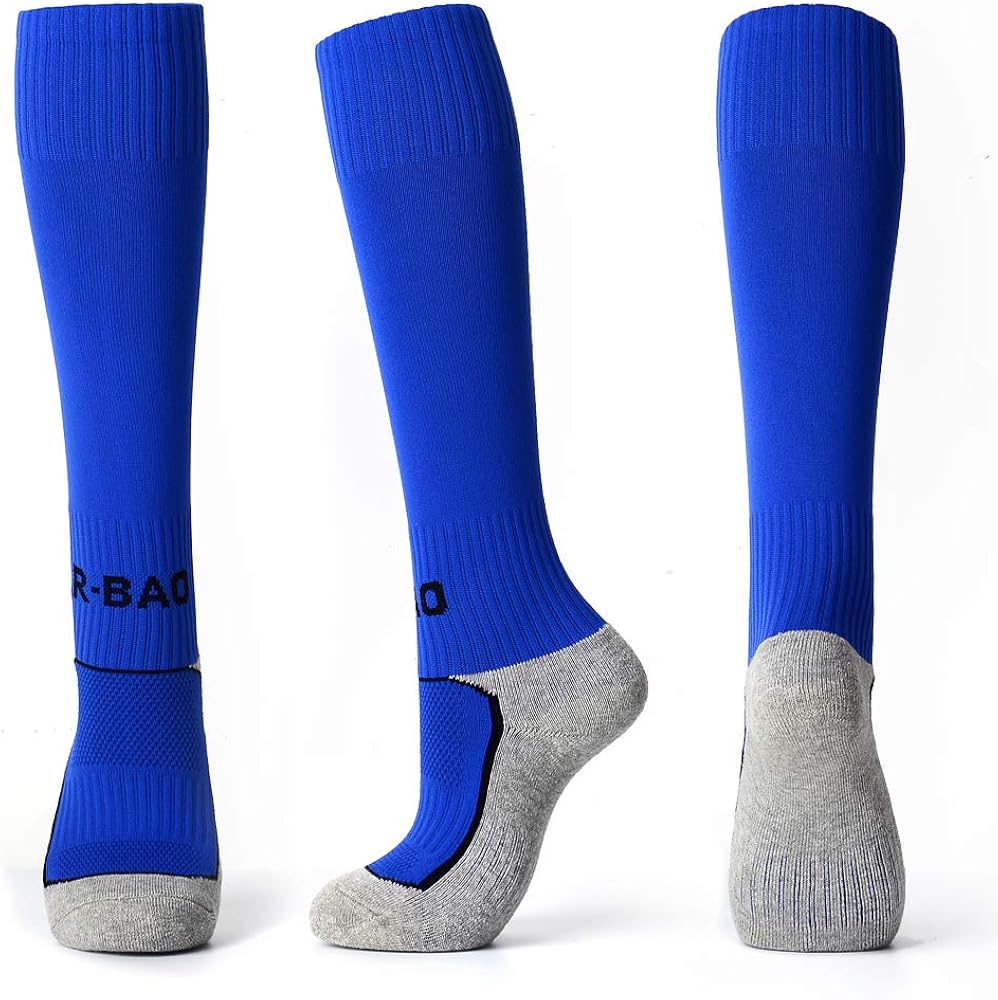 5 Pairs Kids Soccer Socks Boys Girls High Tube Long Knee Athletic Football Socks (4-13 Years) color mess: Clothing