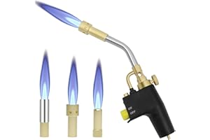 Wadoy Propane Torch Head Kit with 3 Nozzles, High Intensity Trigger-Start Soldering Torch Compatible with Bernzomaticc MAPP Propane for Soldering, Brazing, Welding, Map Gas Torch Head TS8000