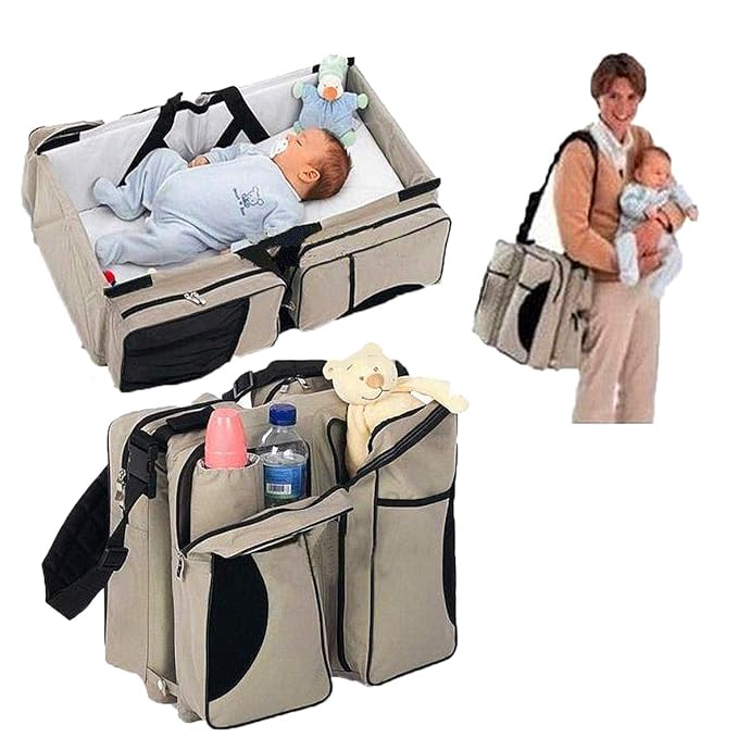 travel mommy bag and crib