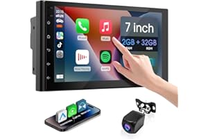 Haudio 7 inch Wireless Double Din Car Stereo with Carplay&Android Auto,Bluetooth,Channel RCA,Backup Camera,SWC, FM/AM|Apple Carplay Radio Screen for Car Audio Receivers|HD Touchscreen Car Radio