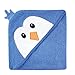 Luvable Friends Unisex Baby Cotton Animal Face Hooded Towel, Blue Penguin, One Size