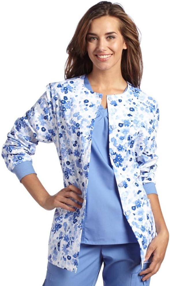 White Cross Knit Cuff Scrub Jacket