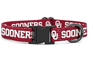 SHOPINSTAPETS Oklahoma Sooners Collars and Leashes | Officially Licensed | Adjustable-Fits All Pets! (Large Collar)