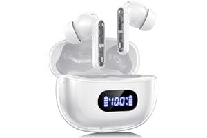 MAOTAIPLUS Wireless Earbuds, Bluetooth Earbuds with 6 Mics Clear Calls Noise Cancelling Headphones, Air Ear Buds Ipods with Power Display, IPX7 Waterproof, 30 Hrs Compatible for iPhone Android White