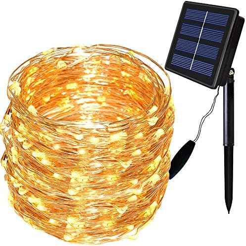 Solar String Lights Outdoor ,72Ft 200 LED Solar Fairy Lights 8 Modes Copper Wire Solar Powered Lights Fairy Garden Accessories Outdoor Decorative for Pathway Yard Patio (Warm White)
