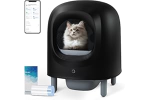 Sousia Self-Cleaning Cat Litter Box - 56L Extra Large Robot Automatic Cat Litter Box for Multi Cats with Safety Protection/Anti-Pinch/APP Control Black