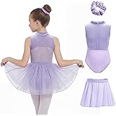 JiAmy Girls Ballet Leotards with Invisible Zipper & Removable Skirt Mesh Back Cutout Dance Dress Outfit for Toddler/Kids