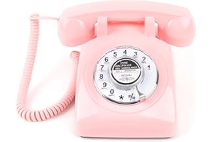 Retro Rotary Phone, Vintage Landline Telephone, Retro Phone with Mechanical Ringer, Old Corded Phone with Redial Function for