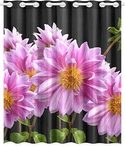 YXUAOQ Cortinas de impresión para la Sala Dalias Otoño Rosa Flor