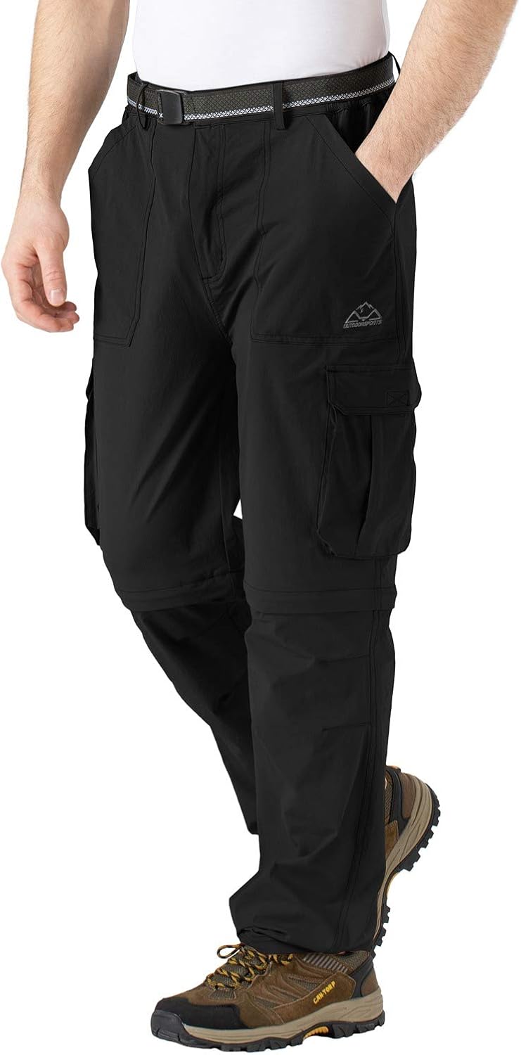 Rdruko Mens Hiking Pants Convertible Water Resistant Zip Off Fishing Climbing Travel Cargo