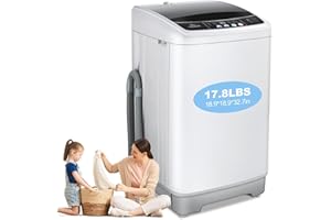 Nictemaw Portable Washing Machine, 17.8 Lbs Capacity 2.4Cu.ft Full-Automatic Portable Washer and Spin-Dryer Combo with LED Display 10 Programs 8 Water Levels, Compact Washer for Apartment, Dorm, RV