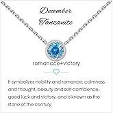 Presentski Birthstone Necklace for Women Sterling Silver 925 Solitaire Pendant Dainty Necklace Birthday Gifts for Women Birthstone Necklaces for Mom