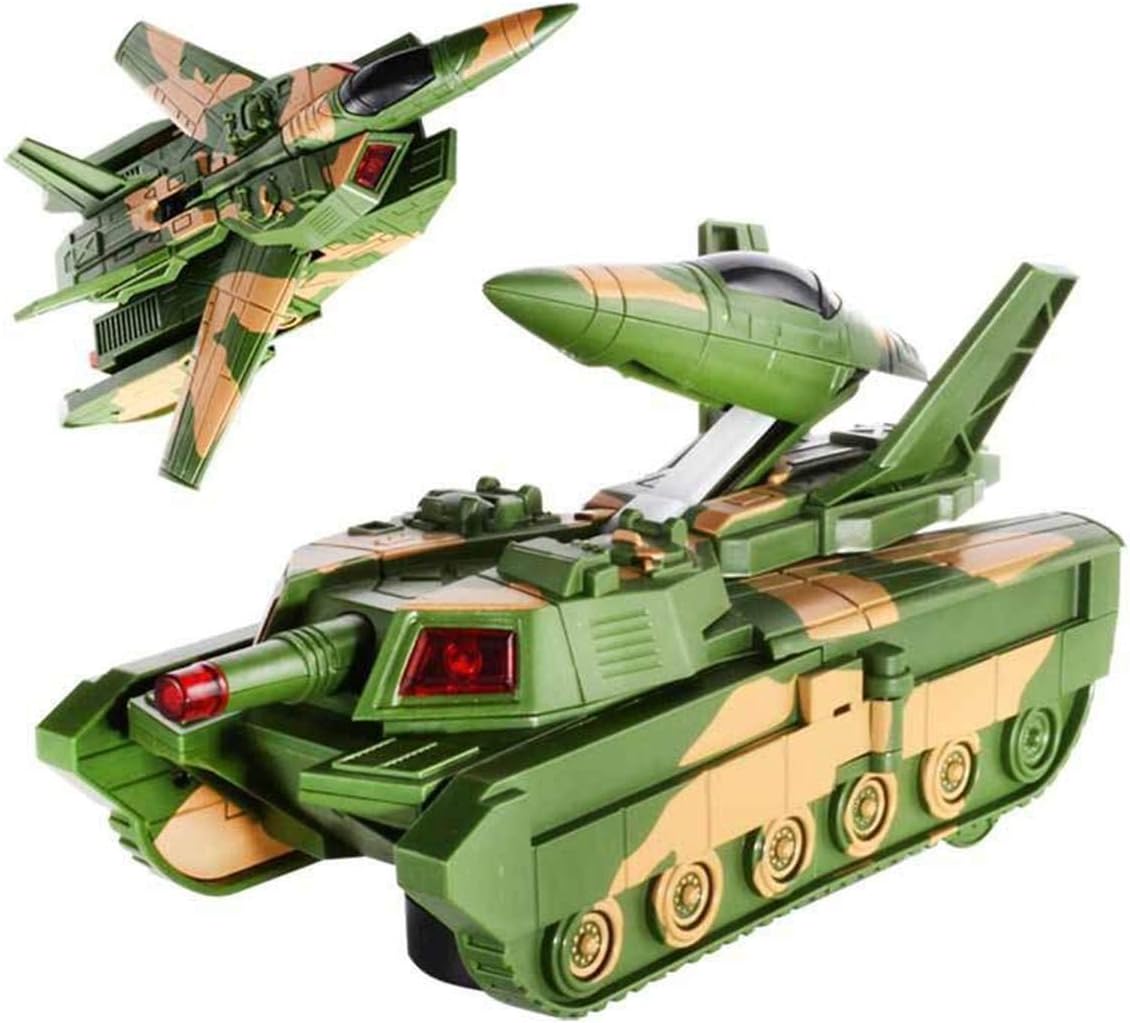 Toylight 2in1 Military Toy Tank to Jet Fighter Convertible with Lights and Sound (Multicolor)