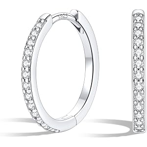 Silvora 925 Sterling Silver Huggie Hoop Earrings for Women, Small Hoop Earrings for Women, CZ Cartilage Earrings Jewelry Gift