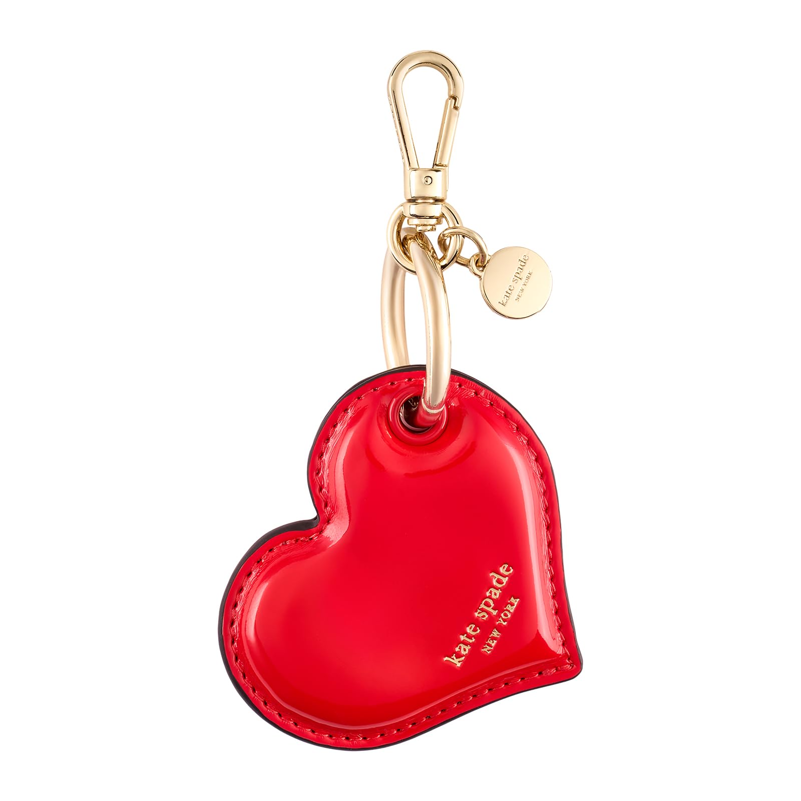 kate spade new york AirTag Charm Keychain - Heart-Shaped AirTag Holder with Luxe Gold Ring Clip for Bags, Luggage, Keys, and More - Classic Red Image