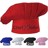 Personalized Chef Hat Name Text Custom Grill Chef Hat Adjustable Professional Cooking Hat Men Women Baking BBQ White