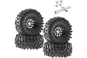 ARRCat Aluminum RC 1.9 Beadlock Wheel Rims and Tires for 1/10 RC Crawler Car SCX10 SCX10 II 90046 SCX10 III AXI03007 SCX10 Pro TRX4 TRX6 D90 Gen7/8 VS4-10 MST CFX,1.9 Beadlock Wheels and Tires,Black