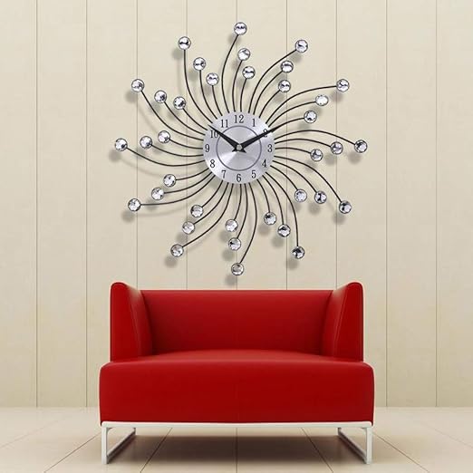 Zhas Diseno Moderno Reloj De Pared Grande 3d Metal Cristal