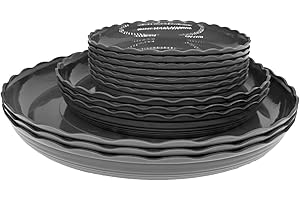 OFiSEXPT Plastic Plant Saucer Trays, 13 Pcs Plant Trays, 6/8/10 Inch Round, Gray, for Indoor/Outdoor Plants