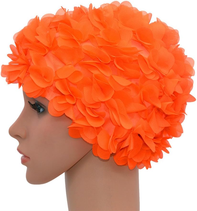 Medifier Lace Vintage Swim cap Floral Petal Retro Style Bathing Caps