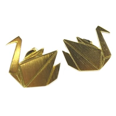 7bis P5909 Boucles Artisanales Origami Cygne Doré