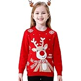 ILAVSUN Girl Ugly Christmas Sweater - Big Boys Knitted Snowman Reindeer Xmas Holiday Pullover Sweater Kids Red 8-16 Years Old