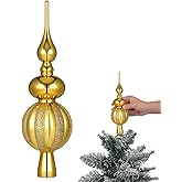 Artibetter Christmas Tree Topper Shiny Xmas Tree Finials Hand-Painted Treetop Plastic Season Decorations, Beautiful, Classic Christmas Ornaments Golden 9.05 x 2.63 Inches