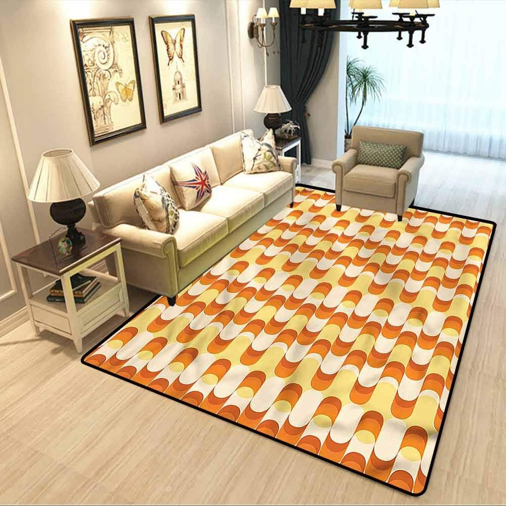 Amazon Com Retro Kids Room Home Decor Carpet Wavy Pattern Half Moon Living Room Children S Room Cartoon Cartoon Carpet W5 X L7 Feet Kitchen Dining