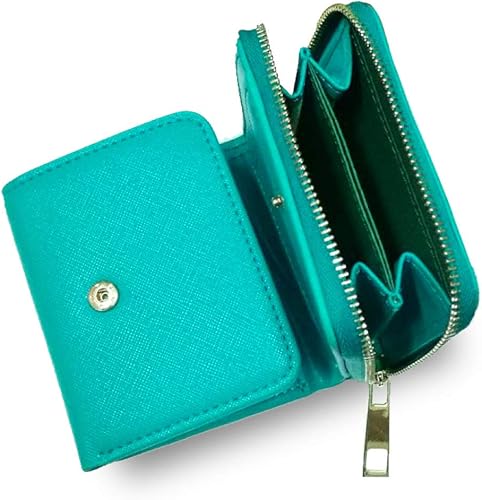Amazon 三つ折り財布 の 小さい 財布 三つ折り 三つ折 メンズ レディース コンパクト で 使いやすい 小銭入れ ラウンドファスナー グリーン 財布