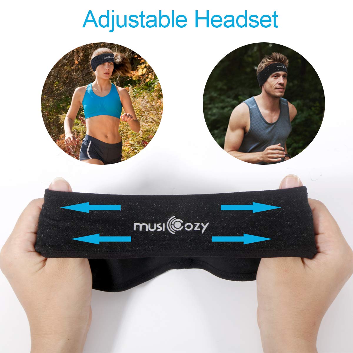 Sleep Headphones Bluetooth,Upgraded Bluetooth Sports Headband Headphones Wireless Sports Music Running Headset Washable Adjustable for Women Men (Black)