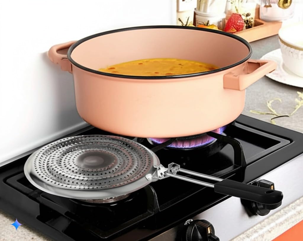 BNYD Heat Diffuser Plate for Gas & Electric Stove – Simmer Ring & Flame Reducer for Even Heat Distribution, Scorch Prevention & Slow Cooking