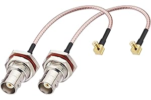 DHT Electronics RF coaxial coax cable assembly BNC female to MCX male right angle 6'' Pack of 2