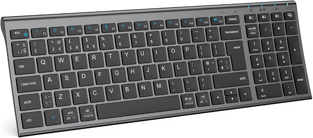 iClever Wireless Keyboard Bluetooth Multi-Device UK Layout Black