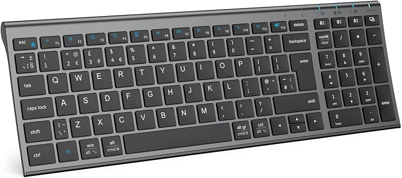 iClever Wireless Keyboard Bluetooth Multi-Device UK Layout Black
