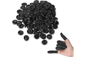 Lauwell 400 Pcs Disposable Latex Finger Cots Protective Fingertips Gloves Black Finger Sleeves Protectors for Industrial, Beauty and More, 2.4 x 0.8 Inch