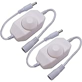 weideer 2Pcs DC12V-24V LED Strip Lights Dimmer Switch PWM Rotary Dimmer Controller Inline Dimmer Switch for LED String Lights Christmas Lights White K-018-W