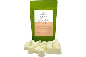 Lux Wax Melts Café Mocha Soy Wax Melt Dots – No Mess, Hand-Poured in Canada, Rich Coffee Scent Throw, Eco Rice Paper Pouch, W