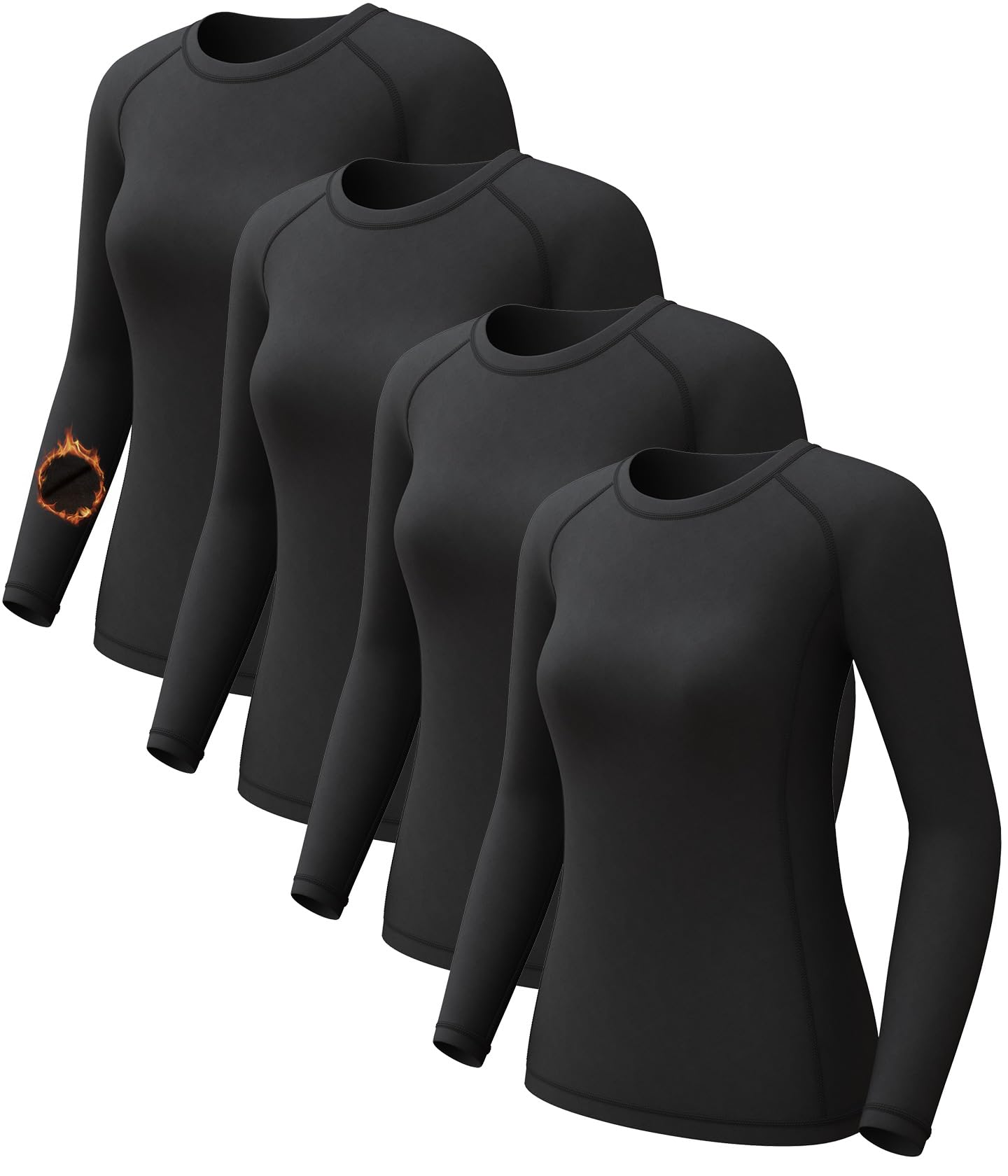 CL convallaria 4 Pack Women's Thermal Shirts Long Sleeve Athletic Compression Base Layer Tops for Cold Weather Image