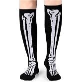 Veachog Halloween Socks for Men Women, Knee High Halloween Skeleton Socks for Adult