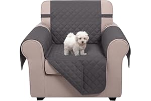 U-NICE HOME Recliner Chair Covers Reversible Chair Cover Pet Covers for Dogs with Elastic Straps Water Resistant Diamond Quilted (23''Recliner Small, Dark Grey/Dark Grey)
