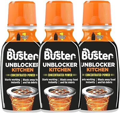 Buster Kitchen Plughole Unblocker 3x150g UK Made Fast-Acting