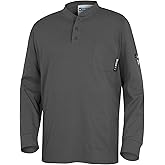 Oberon FR Arc Rated Safety Shirt For Men - Cotton Henley - Flame Resistant - 11 Cal - Pocket - Gray