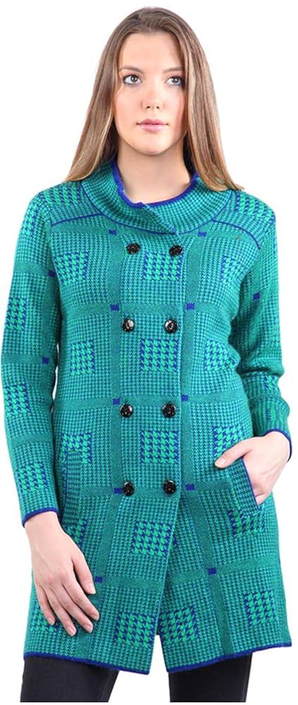 montrex green double breasted coat for women