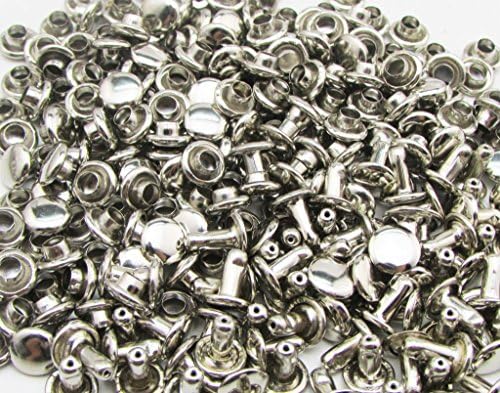 Amanteao Silvery Double Cap Rivets Plane Cap 12mm and Post 12mm Pack of 100 Sets