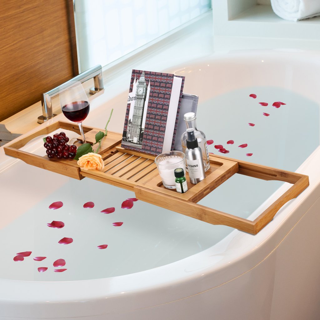 Bathroom Bathroom Accessories Bathtub Trays Glass & Candle Holder
