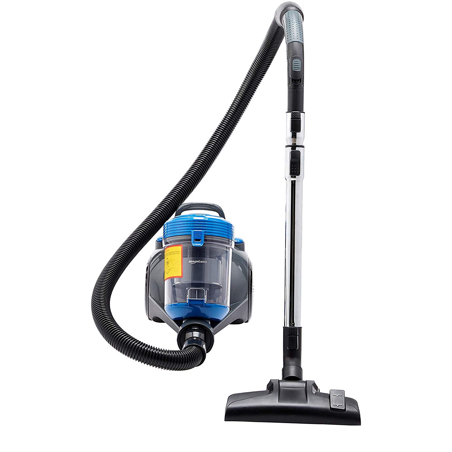 Amazon Basics Zylinder-Staubsauger, leistungsstark, kompakt und leicht, ohne Beutel, für Hart- und Teppichböden, HEPA-Filter, 700 W, 2.0 L, EU, Schwarz/Blau