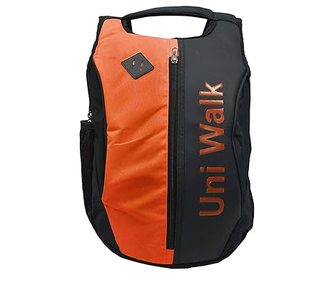 Storite Polyester School-College-Tution-Gym -Orange and Black Backpack