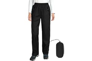 Outdoor Ventures Women's Rain Pants Packable Waterproof Hiking Pants Windproof Breathable Outdoor Rain Over Pants