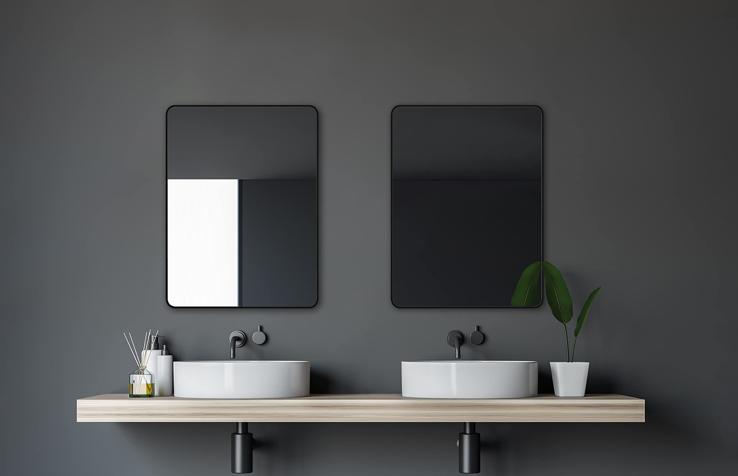 Talos Mirror, Hochwertiger Aluminiumrahmen in Matt Schwarz, 80 x 60 cm, Black Living