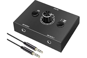 Y.D.F 3.5mm Stereo Audio Switch Audio Switcher Passive Speaker Headphone Manual Selector Splitter Box Audio Sharing